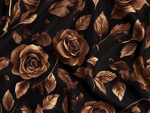 黑金玫瑰印花布料纹理