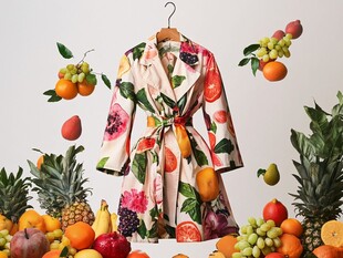 水果印花风衣与缤纷鲜果