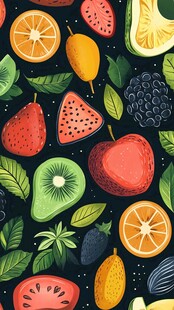 缤纷水果插画背景图案
