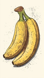 手绘双香蕉插画
