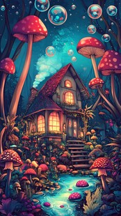 梦幻蘑菇屋中的奇幻世界