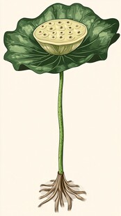 手绘莲蓬图 根茎叶清晰可见