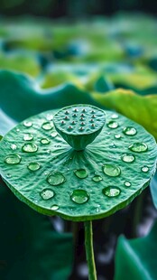 荷叶上的晶莹水珠