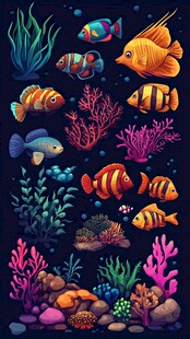 海底缤纷鱼类与珊瑚世界