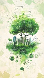 绿色科技融合的奇幻城市图景