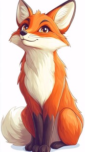 可爱坐姿狐狸卡通形象