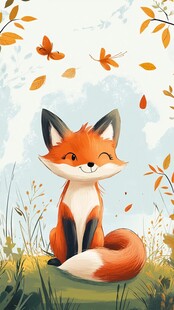 秋日里微笑的可爱小狐狸