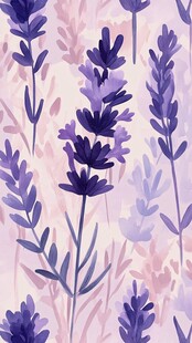梦幻紫色薰衣草水彩插画