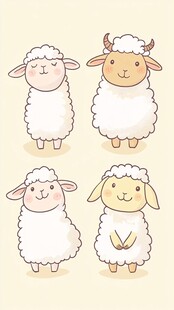 可爱绵羊卡通形象集合