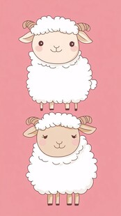 两只可爱绵羊的卡通形象