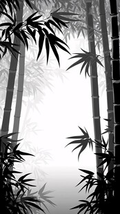 水墨竹林意境图