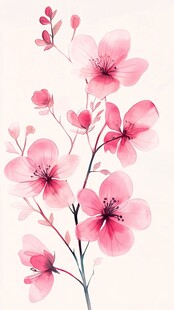 粉色烂漫樱花插画图