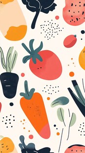 可爱风蔬菜插画图案