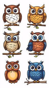 可爱猫头鹰插画集合