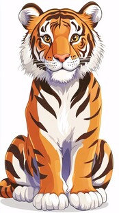 可爱坐姿卡通老虎形象