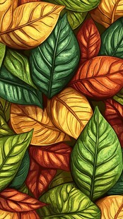 多彩秋叶无缝图案纹理