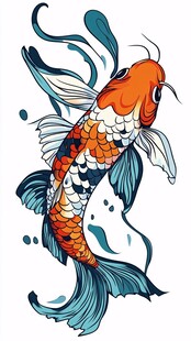 跃起的多彩锦鲤插画