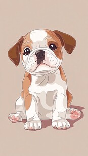 可爱斗牛犬萌趣插画