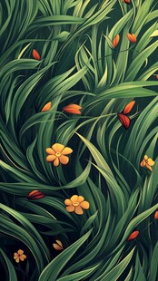 绿叶繁花的清新植物图景