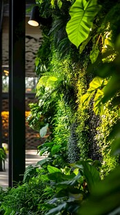 室内绿意盎然的垂直绿植墙