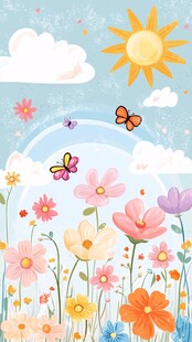 春日花海中的蝶舞阳光