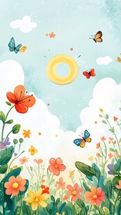 春日烂漫花丛与蝶舞图景