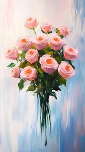 梦幻粉玫瑰插花艺术