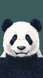可爱大熊猫正面肖像图