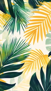 热带植物叶片图案背景