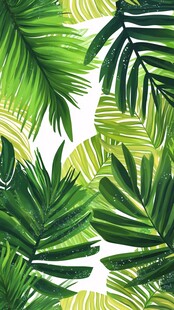 热带风情绿叶背景图案