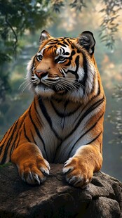 虎踞岩石 尽显王者风范