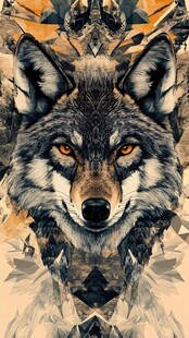 狼之威严几何艺术插画