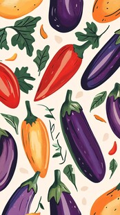 多彩蔬菜无缝图案设计