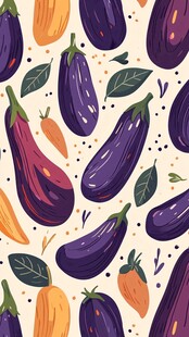 缤纷茄子插画图案设计