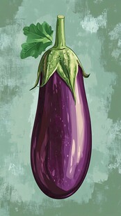 手绘紫色茄子插画