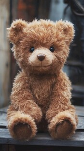 可爱棕色毛绒小熊摆件