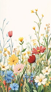 缤纷野花绽放春日浪漫