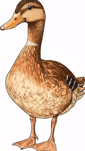 卡通风格的棕色鸭子形象