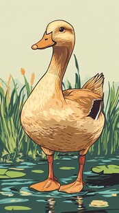 池塘边的小黄鸭