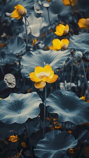 梦幻黄荷荷叶水墨景致