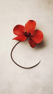 一朵鲜艳的红色单瓣花