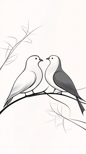 枝头双鸟图