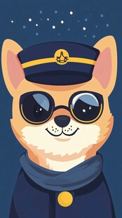 可爱柴犬飞行员形象