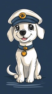 可爱小狗扮成小警察