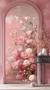 浪漫粉色花卉墙面装饰
