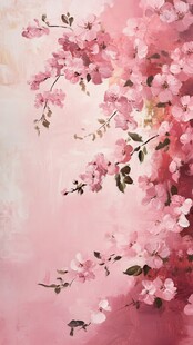 浪漫粉色樱花花卉背景图