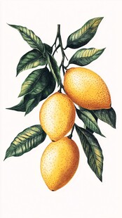 枝头柠檬果实与绿叶