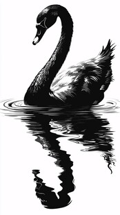 黑天鹅水中优雅倒影