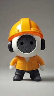 头戴安全帽的可爱机器人