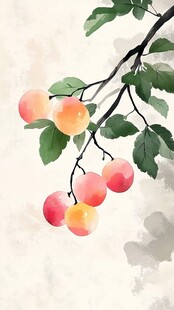 枝头鲜杏 水墨风情